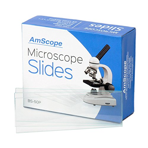 AmScope 50 Blank Microscope Slides, Pre-Cleaned Clear Glass Slides for Microscopes w/Ground Edges