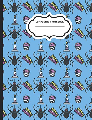 Beautiful Halloween Spider and Candles Composition Notebook: Halloween Spider and Candles pattern 110 Pages, College Ruled. 8.5x11 (letter size)