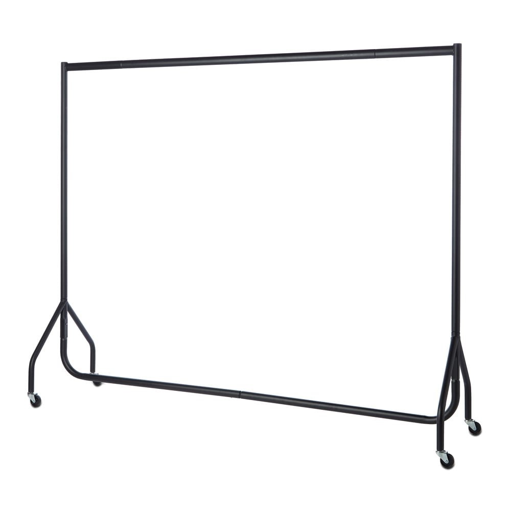Shopfitting Warehouse Black Heavy-Duty Clothes Rail Hanging Rail with Wheels 6ft wide