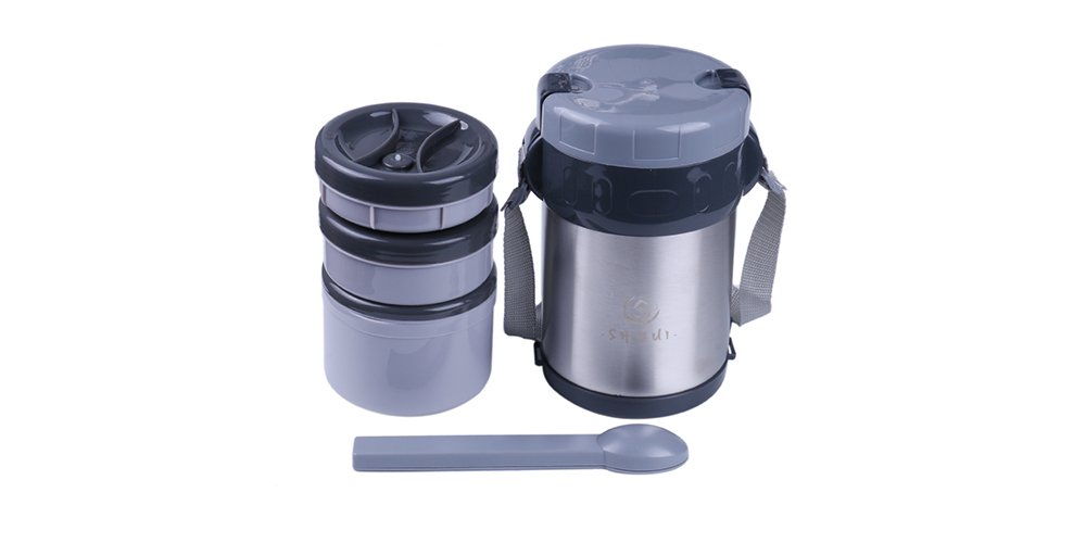 3 Tier Vacuum Insulated Japanese Bento Lunch Box Compartment Jar Keep Food HOT or Cold. Perfect for Travelling, Work or School