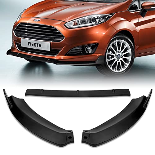Q1-Tech Front Bumper Lip fit for compatible with 2014-2019 Ford Fiesta, Front Bumper Lip Spoiler Air Chin Body Kit Splitter, Unpainted Matt Black ABS, STP-Style)