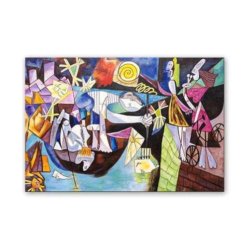 Toile Picasso Pêche de nuit à Antibes cadre interne 60x80 cm