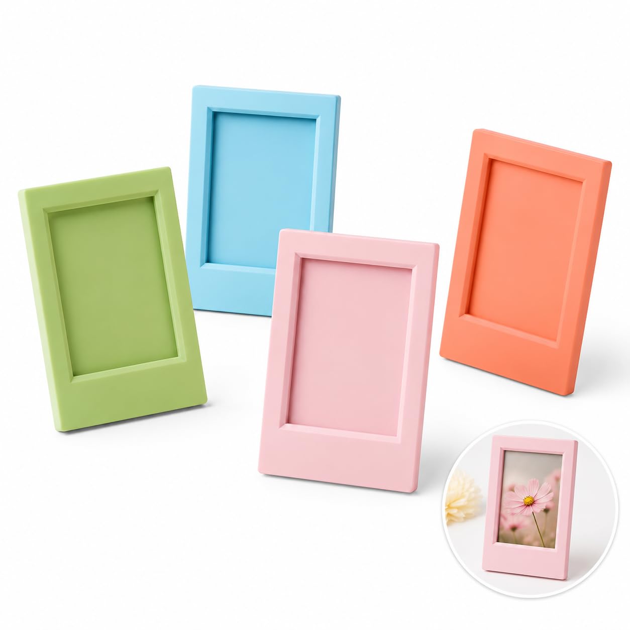 Mini Frames Small Photo Frame Set 4pcs Green Blue Pink Orange Desktop-image-44