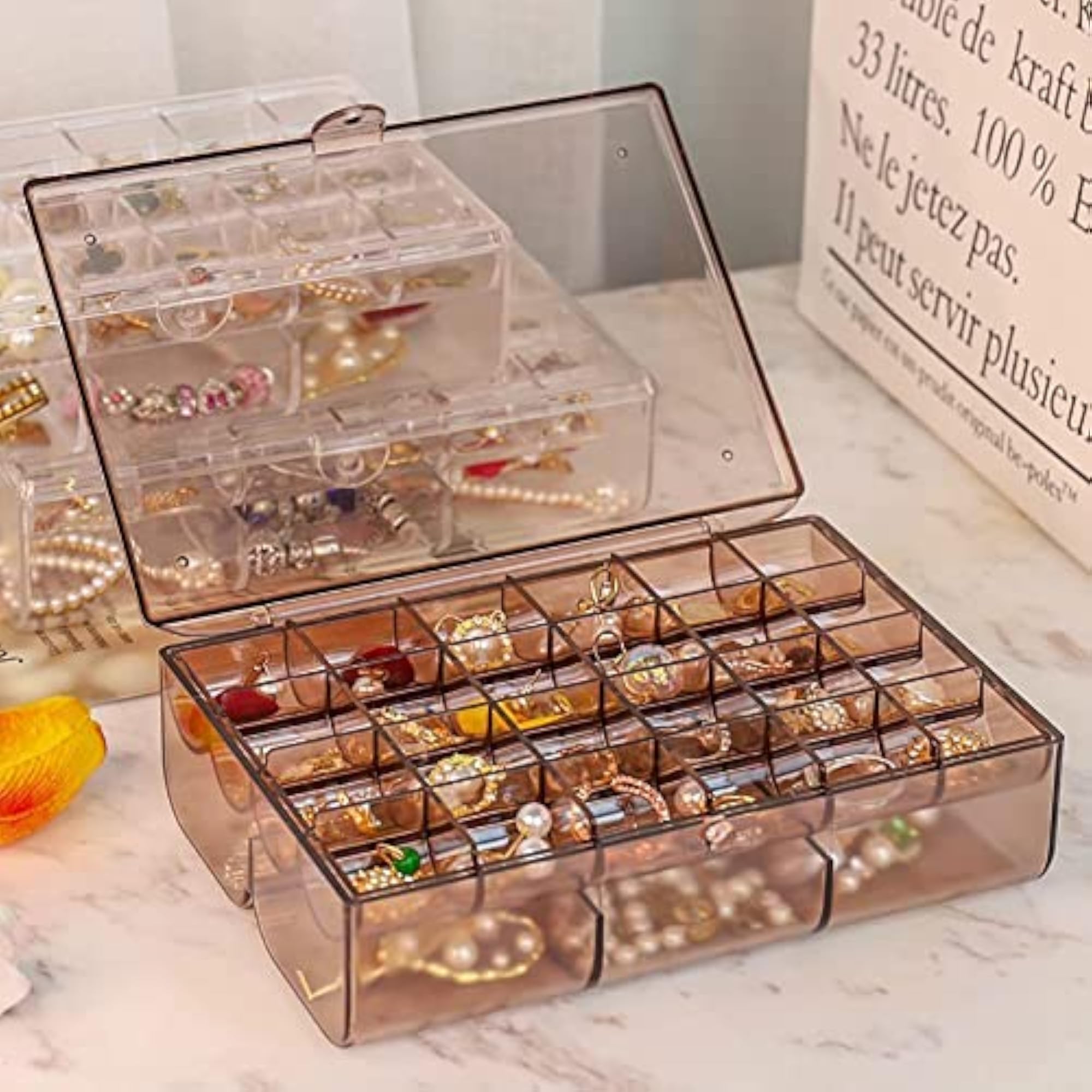 Portable 2 Layer Acrylic Jewelry Storage Box Organizer