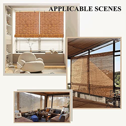 Outdoor Bamboo Roller Blinds,Cordless Reed Blinds,Bamboo Roman Shades,20In~68In Wide Waterproof Anti-Uv Breathable Reed Curtain For Doors/Kitchen/Living Room/Porch (Size : 66X91Cm/26X36In) #TOP4