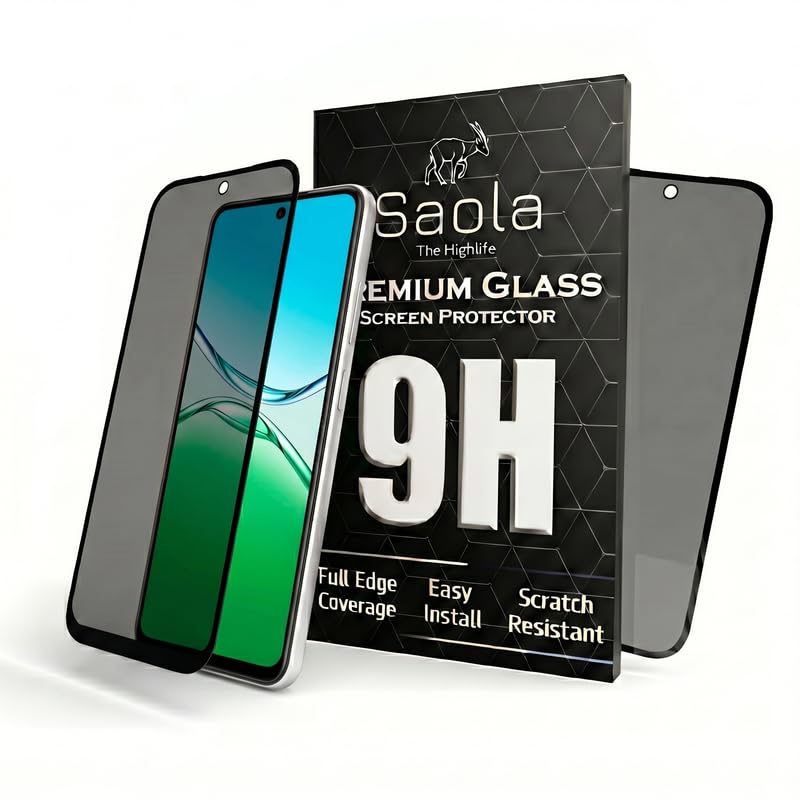 Image of Saola Ultra Privacy Tempered Glass For Oppo A5 5G (PACK OF 1) with Free Installation Kit. Full screen Coverage. Free Replacement If Received Damaged - 6.67 inch