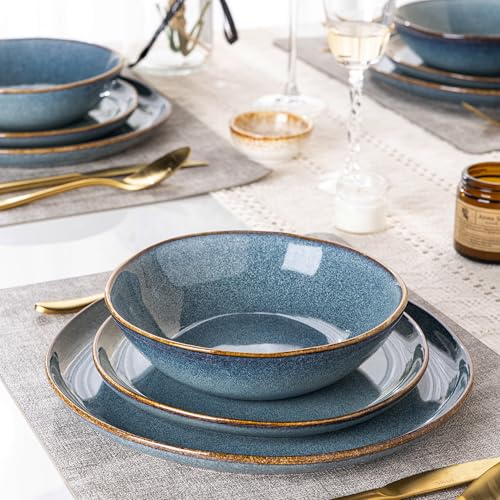 Image of AmorArc Ceramic Dinnerware Sets for 4, 12Pcs Plates and Bowls Sets Dishes | Stoneware Handmade Reactive Glaze Dinner Set, Highly Scratch Resistant | Dishwasher & Microwave Safe Dishware