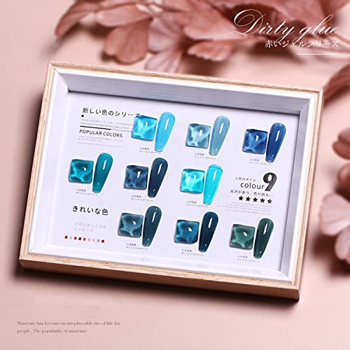 Major Dijit Jelly Gel Nail Polish Set 9Colors Navy Blue Cyan Deep Blue Translucent Crystal Nail Polish Kit Soak Off Uv Led Gel Nail For Nail Art Salon Diy Home #TOP5