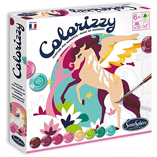 Sentosphere 3904507-Kit, diseño Colorizzy números, pintura para niños, unicornios, kit de manualidades creativo, DIY, multicolor, 3904507 Cover