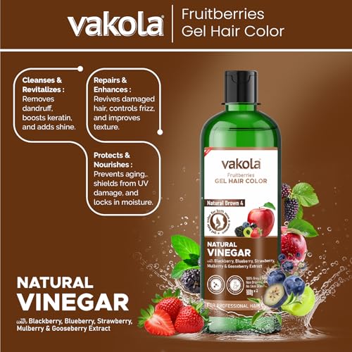 Image of Natural Brown 20 Minutes Gel Hair Color, Fruitberries Extracted - 100% Grey Coverage, No Skin Stain- 500ML Developer and 500ML Colorant, Pack of 1
