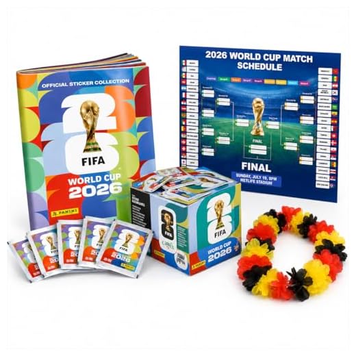 XXL Set Original Stickeralbum & Sticker Panini WM 2026 XXL – Album zum Sammeln & Einkleben, 1x WM-Spielplan + Deutschland Blumenkette Weltmeisterschaft (1 Tüten / 13 Sticker Set) Eigenmarkenbundle