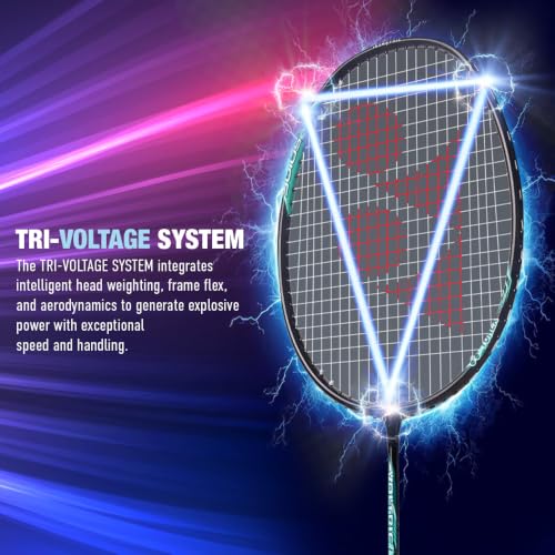 Image of Yonex Graphite Strung Badminton Racquet Voltric Lite 35i (G4, 77 Grams, 30 lbs Tension, Black Green)