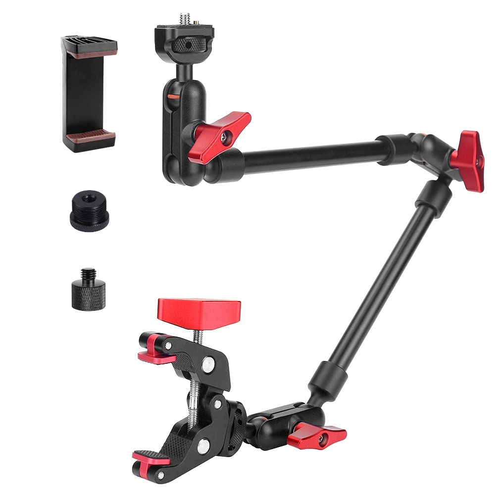 JEBUTU 22 Magic Arm w Clamp Mount Overhead Desk Phone Mount Stand Adjustable Articulating Friction Camera Boom Arm