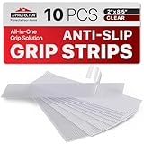 X-Protector Rubber Grip Tape Strips - 10 PCS Pack of Non-Abrasive Grip Stickers - 2'x8.5' Heavy-Duty Non Slip Adhesive Strips - Clear Waterproof Rubberized Grip Tape for Handles!