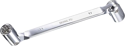 Miniatura 6 de uxcell Llave de cabeza flexible de 12 puntos, 0.709in x 0.748in, extremo de caja giratoria doble métrico, CR-V rotación de 180 grados para