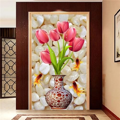Peinture diamant lys 90x210cm Fheeao | Kit complet broderie diamant vase