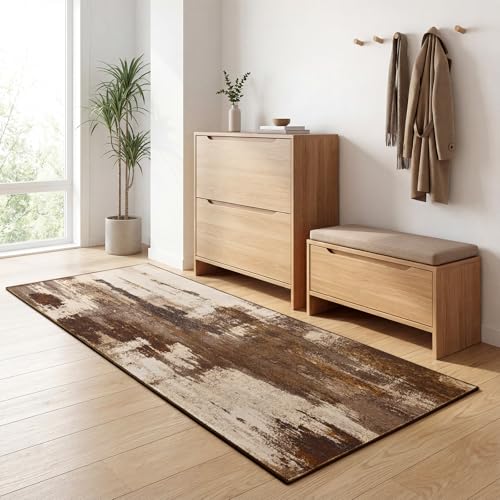 Merelax 2x6 Entryway Long Runner Area Rug, Brown Washable Modern