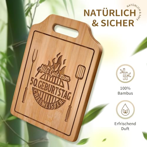 Giftasy 50 Geburtstag Mann - Graviertes Bambus Schneidebrett, Geschenke zum 50 Geburtstag Mann – Ansicht 3