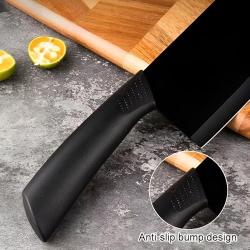 Image of SKYTONE Knife Set of 3 with Cover, Stainless Steel Knives for Kitchen| Sharp Edge Cutting Chef Knifes for Chopping Vegetables, Fruits, Multipurpose Knife, Kitchen Tools (Black Pack of 3)
