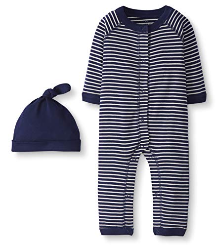 Image of Moon and Back Unisex Babies' Snap Front one-Piece Coverall with Cap Set