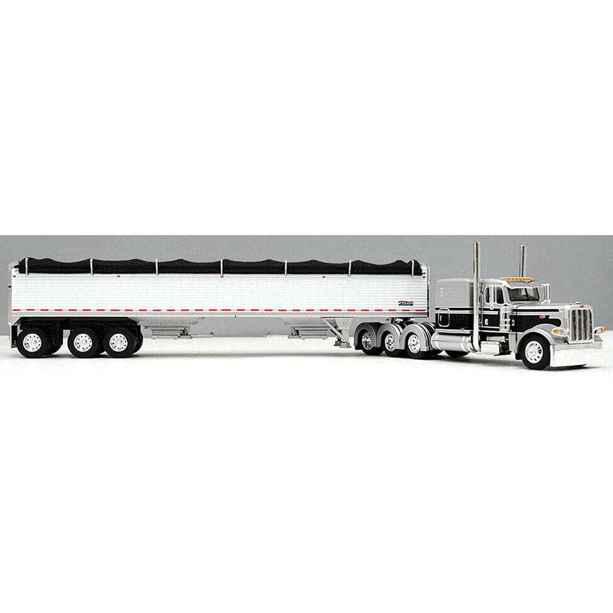Buy 1/64 DCP Silver & Black Peterbilt 389 Semi Truck W/ TriAxle Wilson