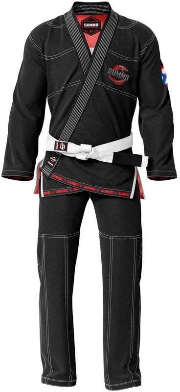 Premium Puerto Rican Black Sublimation Brazilian Pearl Weave Jiu Jitsu Gi - Built in Rash Guard - with Lining (BJJ GI)