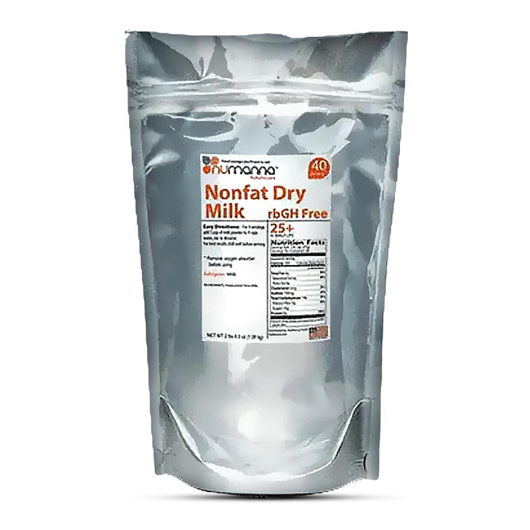 Numanna Non-Fat Milk Powder – USDA Certified, Hormone-Free | 40 Servings per Pouch | Ideal for Daily Use, Baking, Cooking, Emergency & Long-Term Storage | 10–15 Year Shelf Life | USA Made | Pack of 1