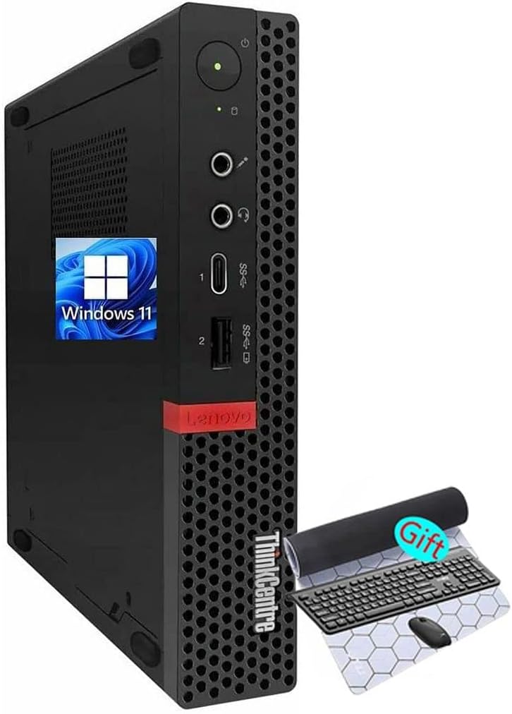 Lenovo ThinkCentre M920q Tiny Desktop Intel i7-9700T Up to 4.30GHz 32GB RAM New 512GB NVMe SSD Built-in AX210 Wi-Fi 6E BT HDMI Dual Monitor Support Wireless Keyboard and Mouse Win11 Pro (Renewed)