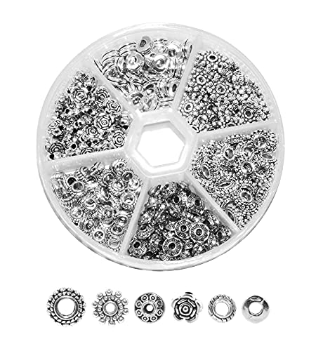 Mandala Crafts Metal Spacer Beads For Jewelry Making – Beads Spacers Flower Metal Flat Rondelle Space Beads For Bracelet Necklace Earrings 6 To 7 Mm Antique Silver Color #TOP7