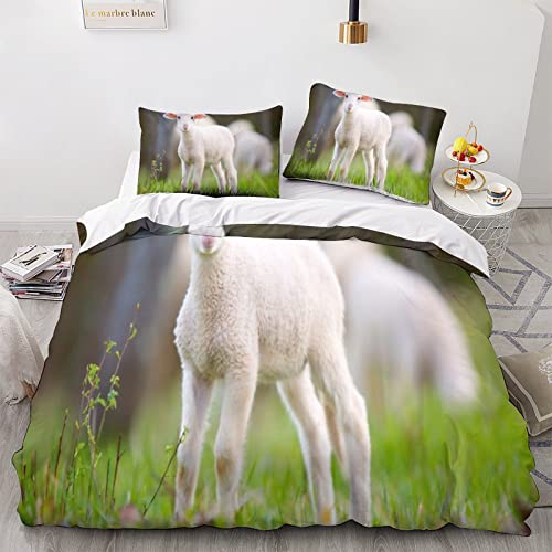 Housse de couette mouton microfibre anti-plis avec fermeture éclair fluide