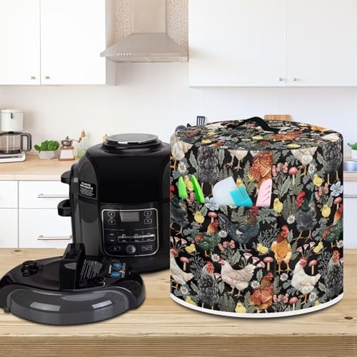 Image of Cozeyat Farm Rooster Pressure Cooker Air Fryer Cover,Round Pressure Cooker Dust Cover,Protective Cover with Pocket Kitchen Appliances for Electric Pressure Cooker Air Fryer Rice Cooker Steamer