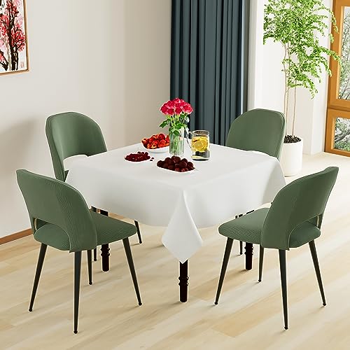 Chleby Juego De 4 Sillas De Comedor De Rayas Tela Sillas De Cocina Con Respaldo Sillas Asiento Tapizado Sillas De Salón Patas De Metal Para Cocina Salón Restaurante Verde