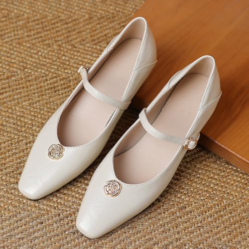 Women's Wedge Heel Loafers Comfort Heeled Dress Shoes with Single Buckle Closure and Square Toe2