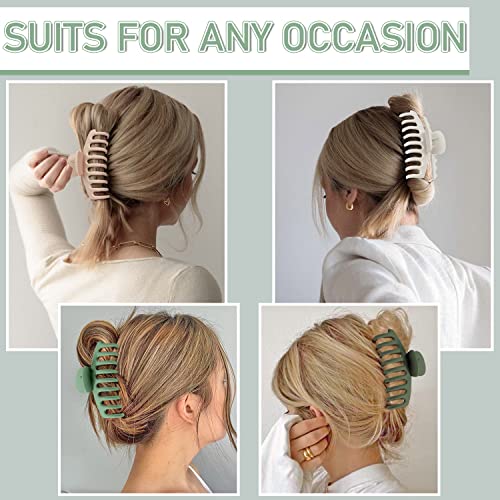 8 Pcs Morandi Hair Claw Clips, Strong Hold Hair Clips For Women Thick Hair, Matte Hair Claws For Thin Hair (4Pcs 4.3 Inch + 4Pcs 3.54 Inch) #TOP4