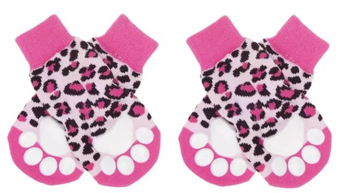 KUTKUT Anti-Slip Dog Socks with Grips Traction Control for Medium Large Dogs, Non Skid Indoor Double Side Leapord Pattern Pet Paw Protector for Hardwood Floor Wear (Size: M) (B0BPP6X2LH) Amazon Price History, Amazon Price Tracker