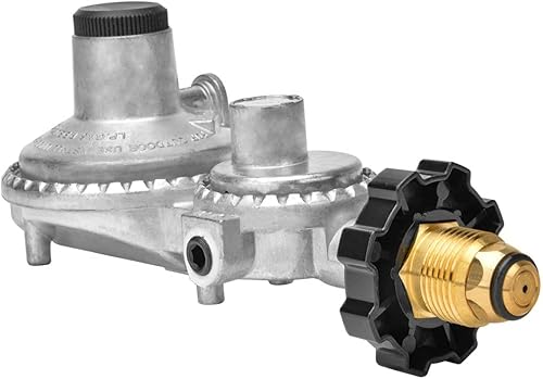 only fire Regulador horizontal de propano de dos etapas con conexión POL y ajuste NPT hembra de 38 pulgadas