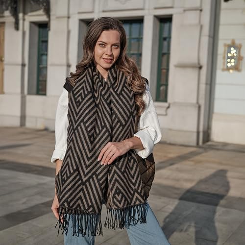 ANJBAM OEM Seasonal Clearance Soft Acrylic Polyester Blend Versatile Scarf Tassel Edge Soft Warm Cashmere Feel Birthday Gift For Men & Women3