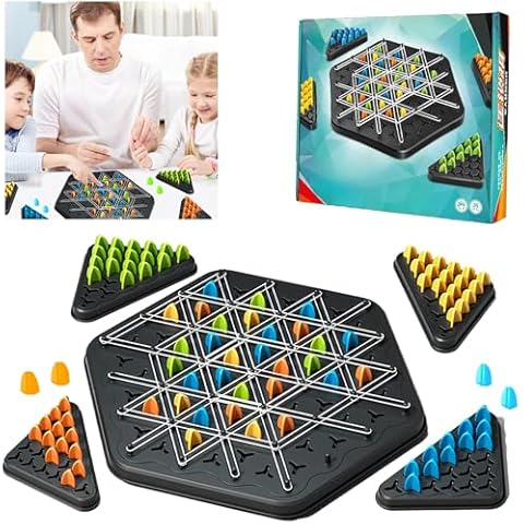 Chain Triangle Chess Game, Triggle Rubber Band Game, Innovative Educational Desktop Board Game, Interactive Triangle Strategy Puzzle Set for Kids Adults Party Family Cover