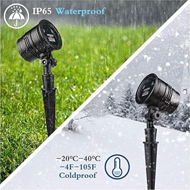 Christmas Projector Lights Outdoor Holiday Laser Lights Landscape Spotlight Red and Green Star Shower with 360 Accessibility Wireless Remote Christmas Decor for Xmas Party Outdoor Garden Patio Wall