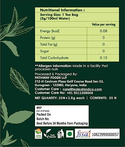 Image of Tea Leaf & Co. Himalayan Green Tea Refreshing Mountain Fresh Flavour Immunity Boost Made in India 25 Tea Bags Pack of 1