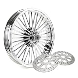 TOFR 21inch Chrome Front Wheel Rim Fat King Spokes Tubeless For Harley Touring 2009-2023 Road King Street Glide Road Glide Electra Glide Ultra Classic Ultra Limited With 11.8' Polished Front Rotors
