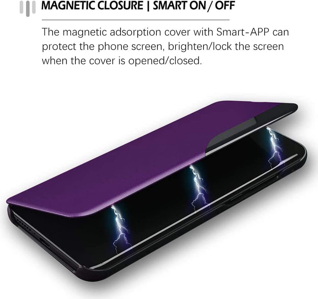 COMAKU Cover Specchio per Xiaomi Poco F5, Prime Custodia Smart View con Clear Schermo Finestra - Argento