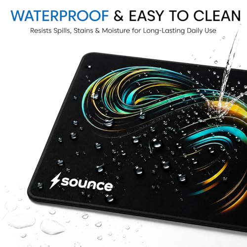 Image of Sounce Gaming Mouse Pad 230x190x3mm |Speed Surface, Non-Slip Rubber Base, Waterproof Lycra Cloth, Precision Control for Laser & Optical Mice, Home Office Desk Mat (Jet Black)