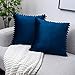 UPOPO Cojines Sofa Terciopelo Pompones Funda Decorativos Cojin Salon Cama para Super Dormitorio 2 Piezas de Color Sólido De Cojín Suave Almohada Sala De Estar con Cremalleras 45 X 45 cm Azul Marino