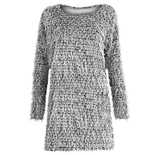 Xpose - Vestido de Manga Larga para Mujer, diseño de Lurex, Color Rojo y Negro, Color Blanco Blanco Blanco S/M (36/38)