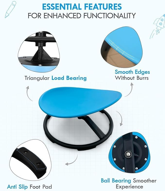 Miniatura 3 de Giggle & Play Sillas giratorias para niños, silla giratoria sensorial, equipo de terapia física de equilibrio corporal, sillas giratorias para