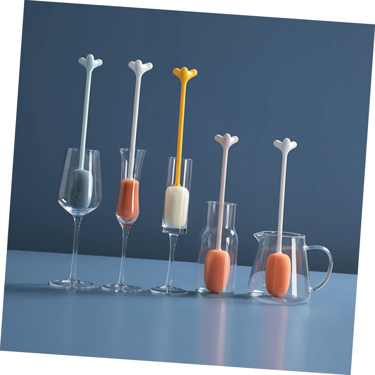 GRIRIW 2 Pcs Sponge Long Handled Brush Bottle Washing Brush Mug Cleaning Brush Household Cleaner Bottle Brush Water Bottles Sponge Bottle Brush Long Handle Bottle Brush White Plastic