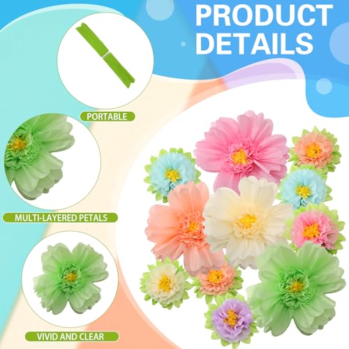 Image of TaoBary Large Colorful Tissue Paper Flowers Giant Fiesta Paper Pom Poms Classroom Wall Decor Mexican Birthday Party Decorations Wedding Backdrop(20 inch and 10 inch,Pastel Color,36 Pcs)