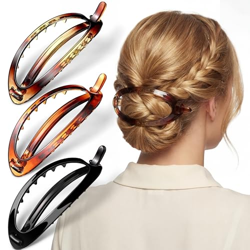 3 Peines para cabello estilo francés ovalados multicolor miniatura 1