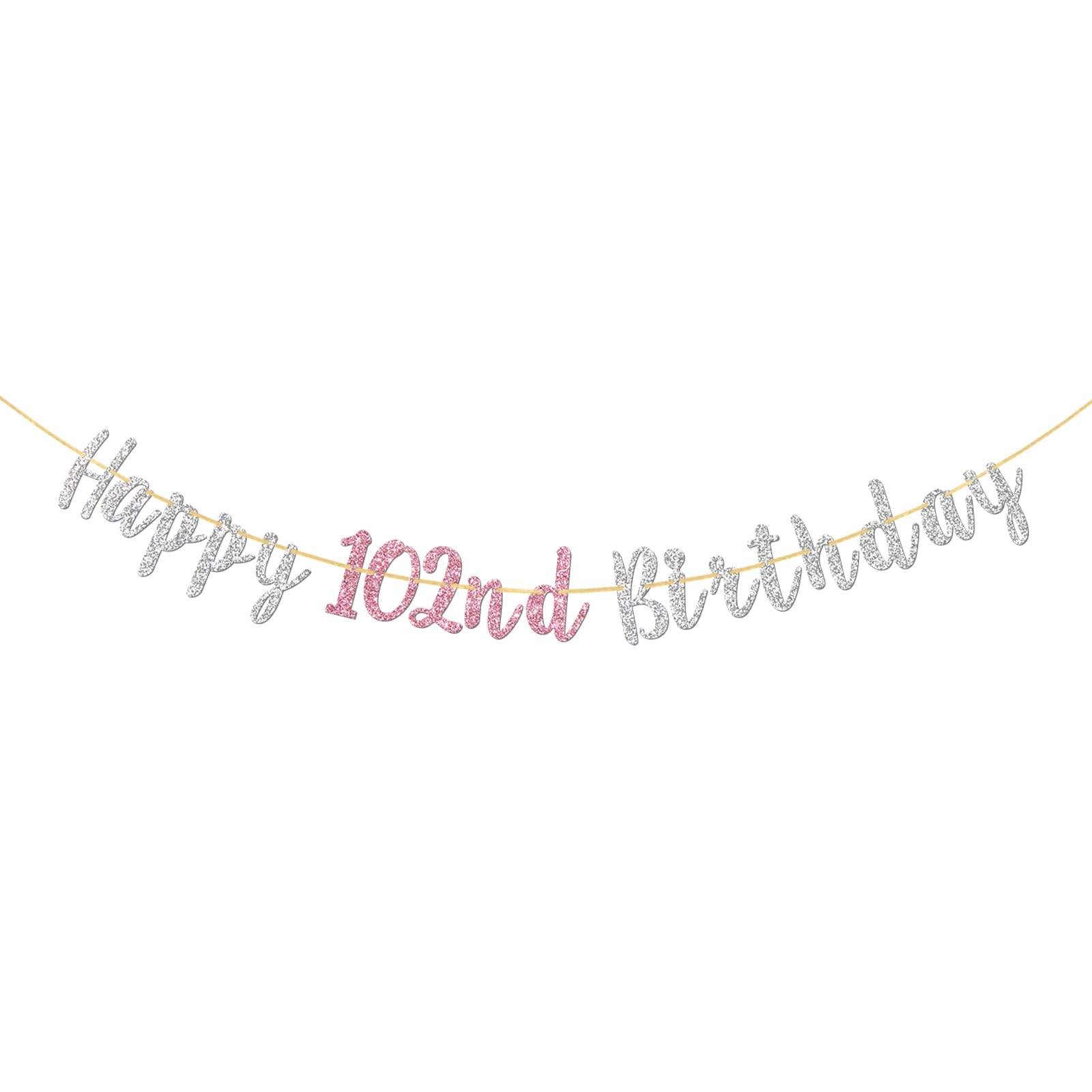 Happy 102nd Birthday Banner, Women 102 Years Old Banner, 102nd Birthday Gifts, Cheers to 102 Years Party Garland Bunting Decorations - Silver Glitter